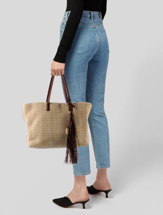 Saint Laurent Raffia Tote East West