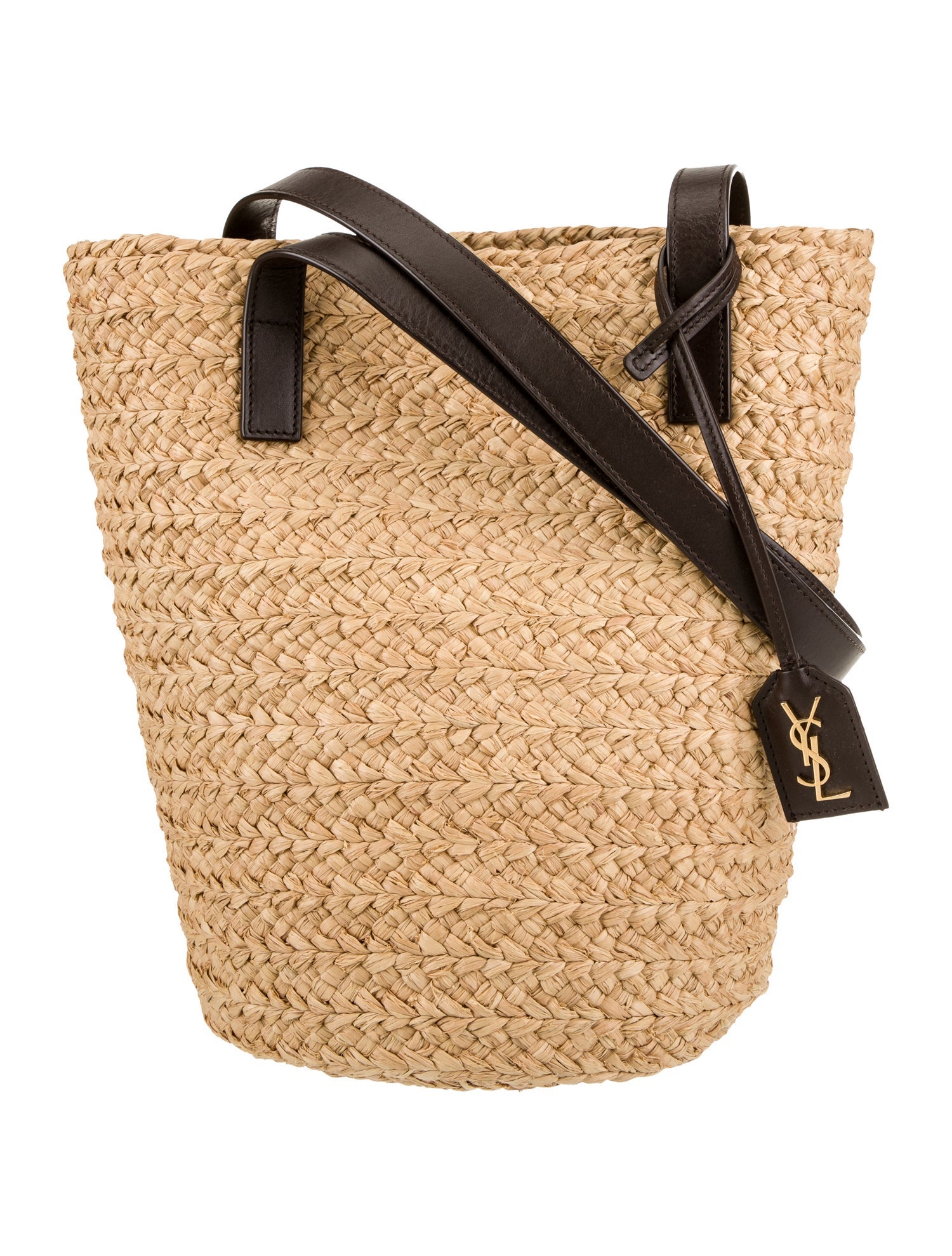 【Saint Laurent】 Panier Small raffia bucket bag Saint Laurent Panier Small in Raffia | Saks Fifth Avenue
