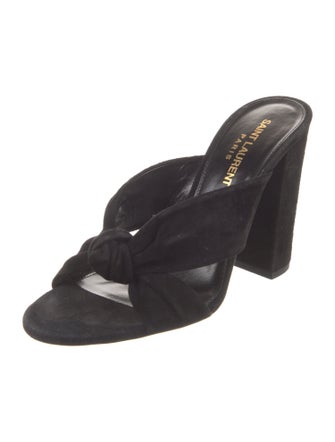 Saint Laurent Suede Printed Slides