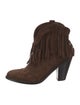 Saint Laurent Suede Fringe Trim Accent Western Boots