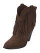 Saint Laurent Suede Fringe Trim Accent Western Boots