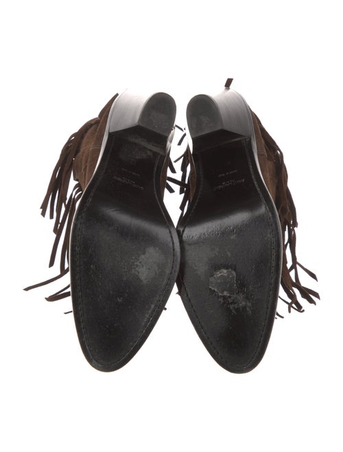 Saint Laurent Suede Fringe Trim Accent Western Boots