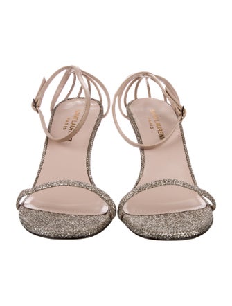 Saint Laurent Satin Crystal Embellishments Slides