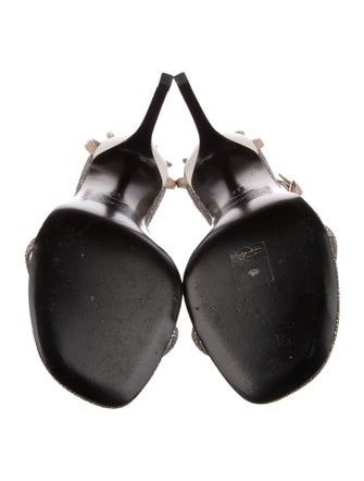 Saint Laurent Satin Crystal Embellishments Slides