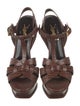Saint Laurent Lizard Cutout Accent T-Strap Sandals