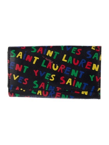 Saint Laurent Keychains Black logo passport carrier