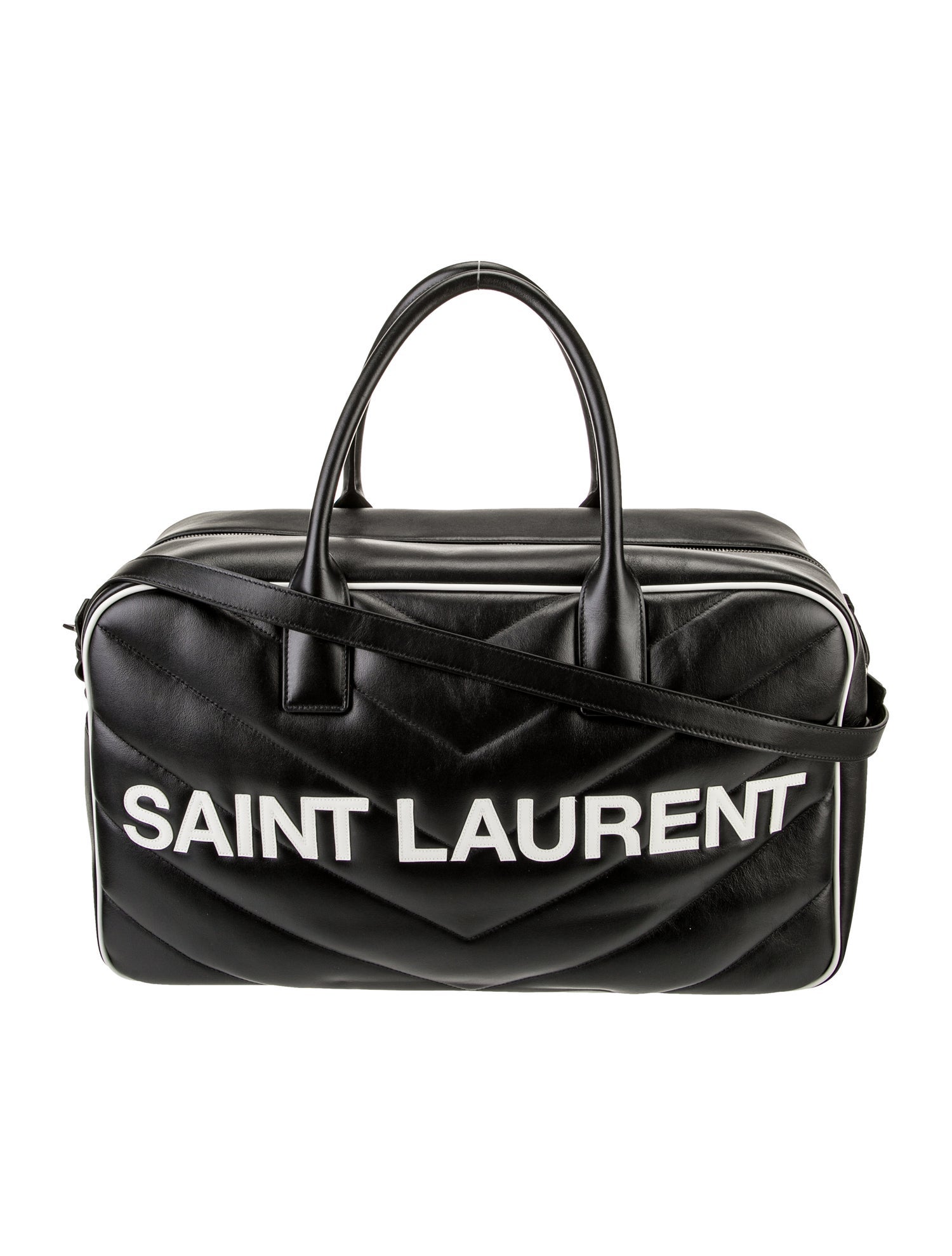Saint Laurent Chevron Miles Bowling Bag Medium