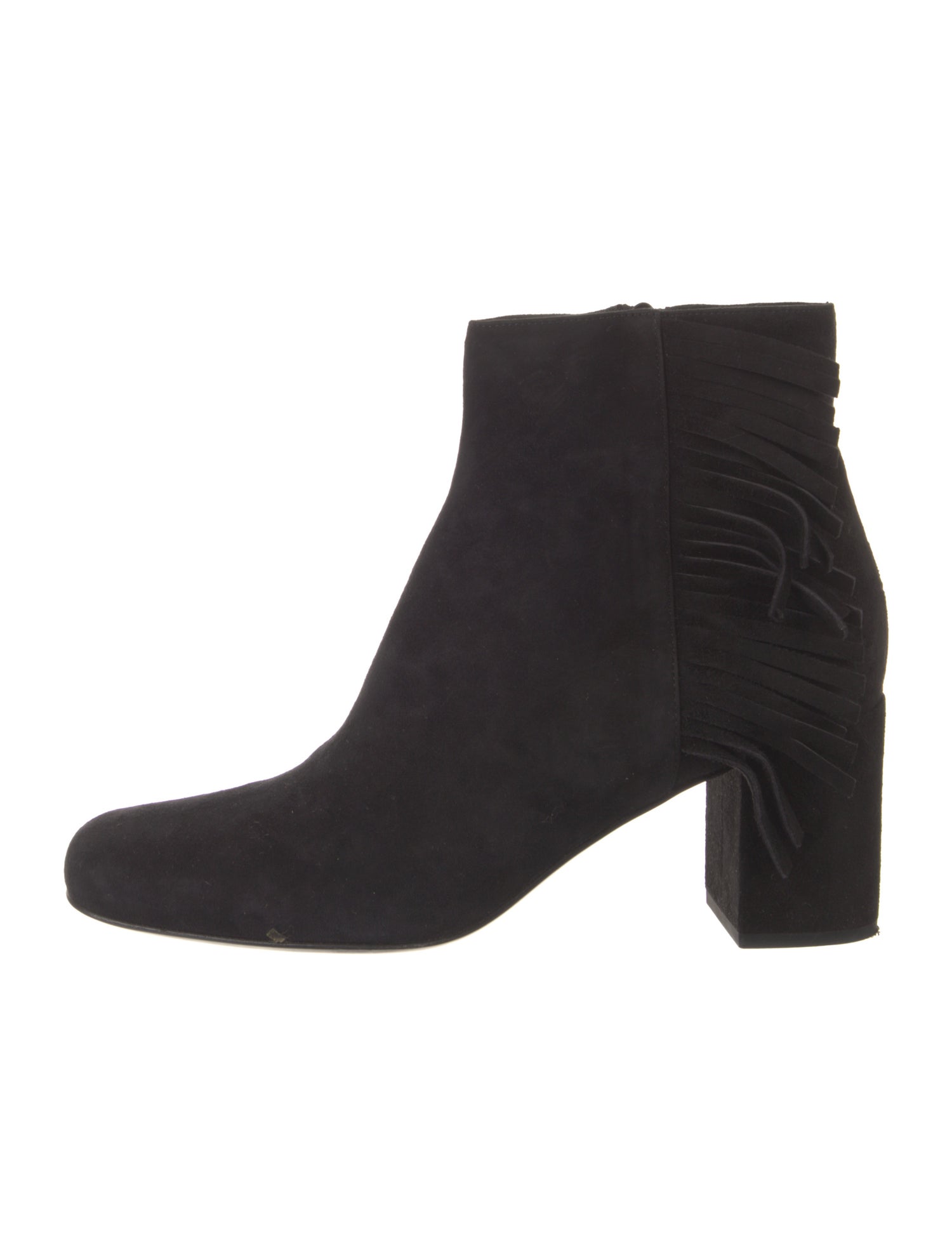Saint Laurent Suede Fringe Trim Accent Boots