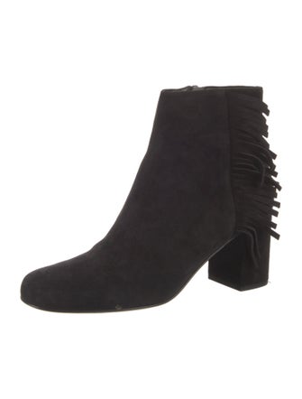 Saint Laurent Suede Fringe Trim Accent Boots