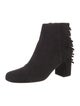 Saint Laurent Suede Fringe Trim Accent Boots