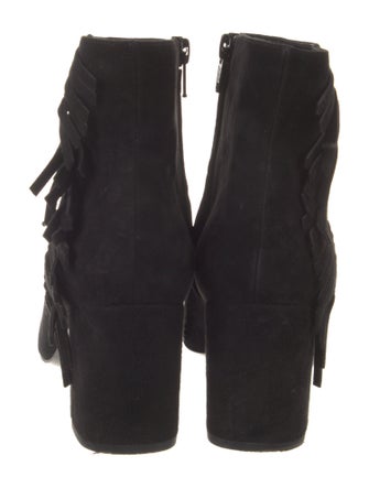 Saint Laurent Suede Fringe Trim Accent Boots