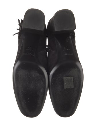 Saint Laurent Suede Fringe Trim Accent Boots