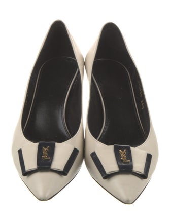Saint Laurent Leather Bow Accents Pumps