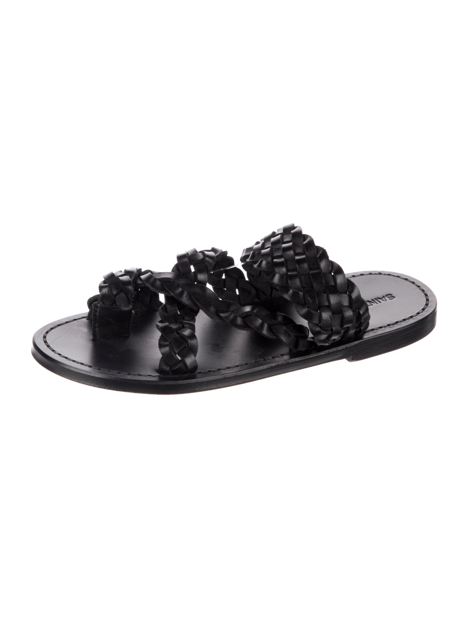 Saint Laurent Leather Braided Accents Slides