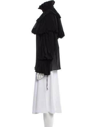 Saint Laurent Silk Mock Neck Blouse