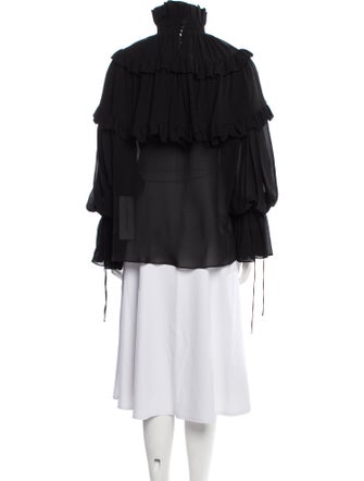 Saint Laurent Silk Mock Neck Blouse