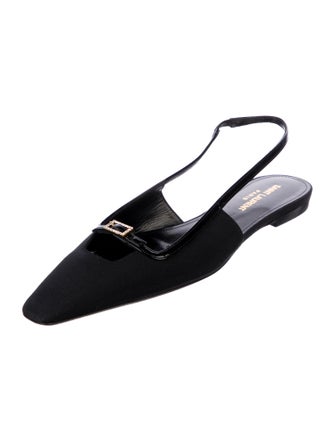 Saint Laurent Patent Leather Crystal Embellishments Slingback Flats