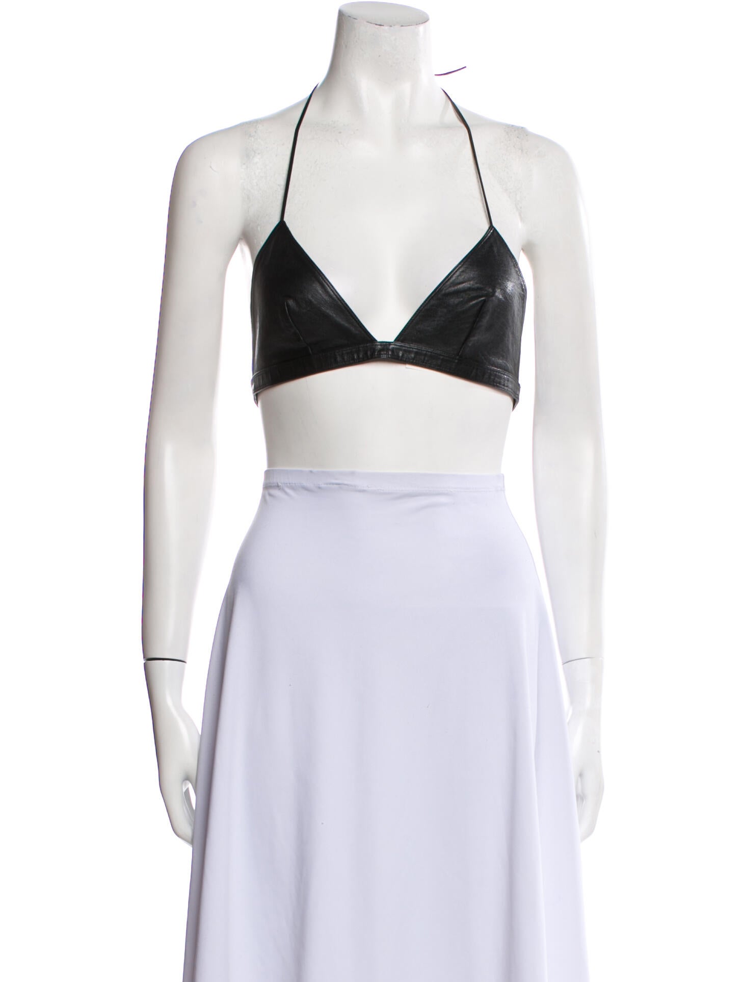 Saint Laurent Lamb Leather Halterneck Crop Top