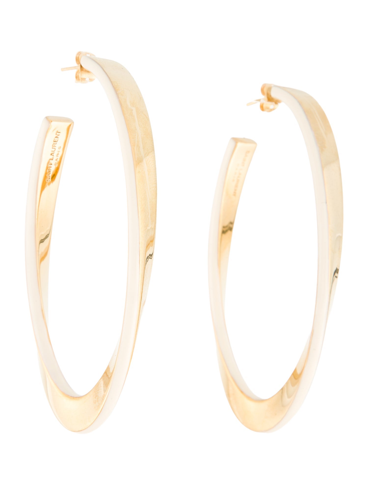 Saint Laurent Enamel Curved Oval Hoop Earrings