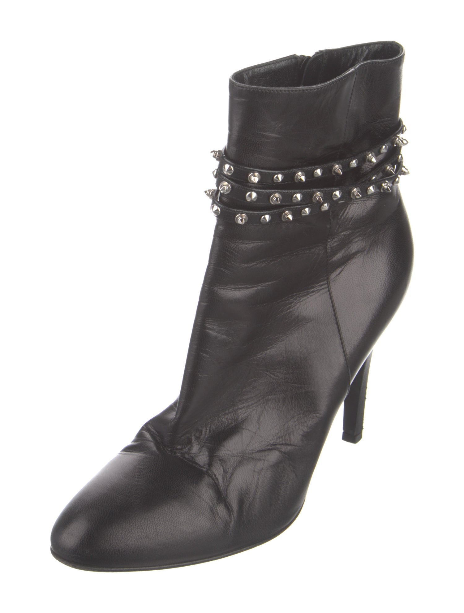 Saint Laurent Leather Studded Accents Boots