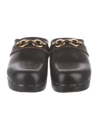 Saint Laurent Leather Chain-Link Accents Mules