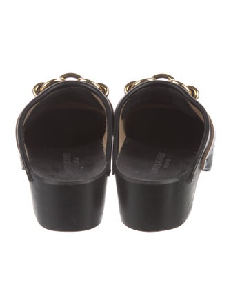 Saint Laurent Leather Chain-Link Accents Mules