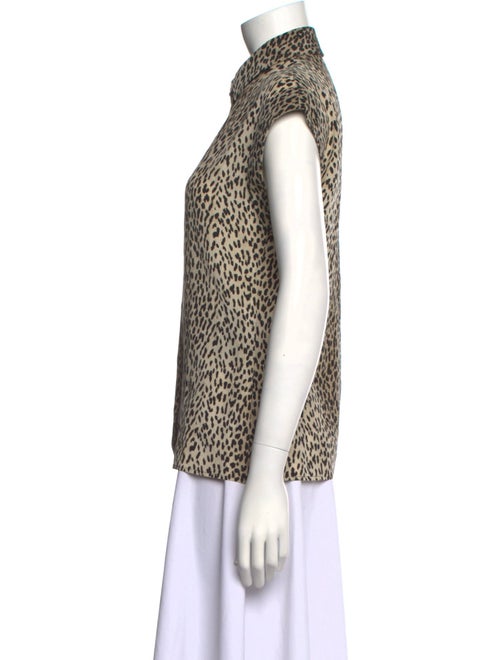 Saint Laurent Silk Animal Print Button-Up Top