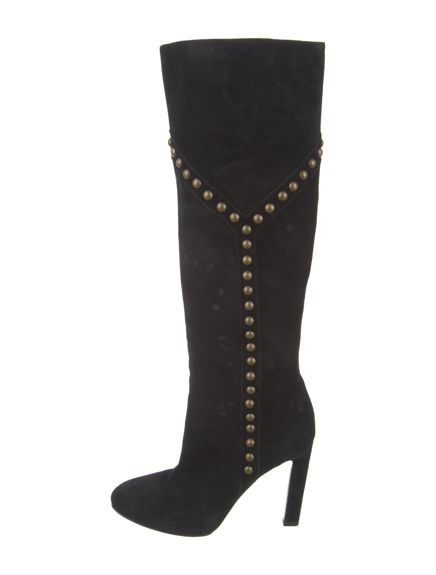 Saint Laurent Suede Studded Accents Boots