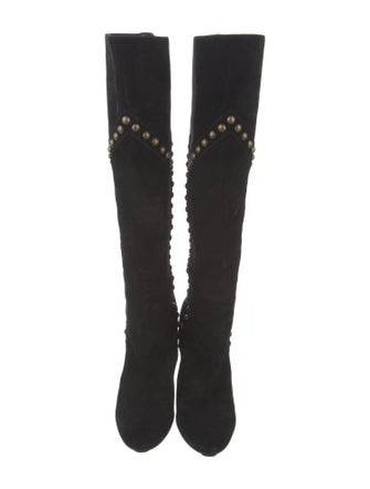 Saint Laurent Suede Studded Accents Boots