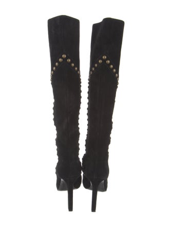 Saint Laurent Suede Studded Accents Boots