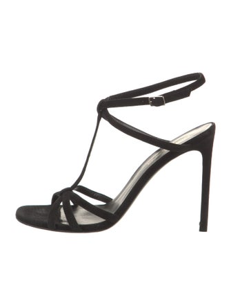 Saint Laurent Suede T-Strap Sandals