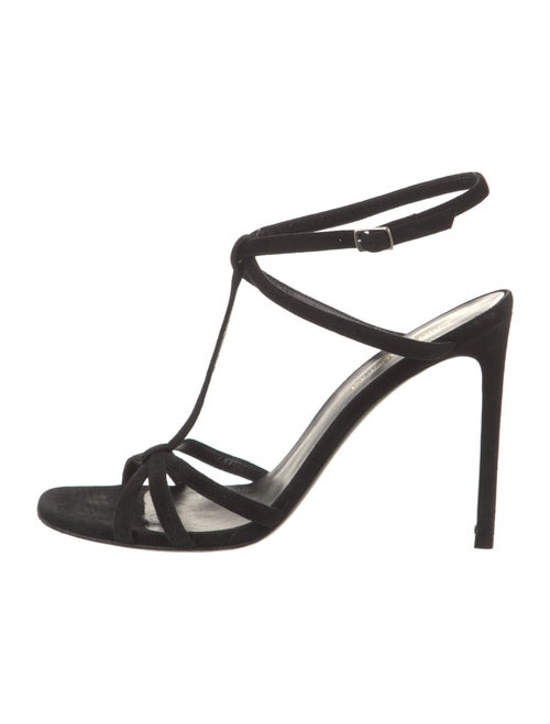 Saint Laurent Suede T-Strap Sandals