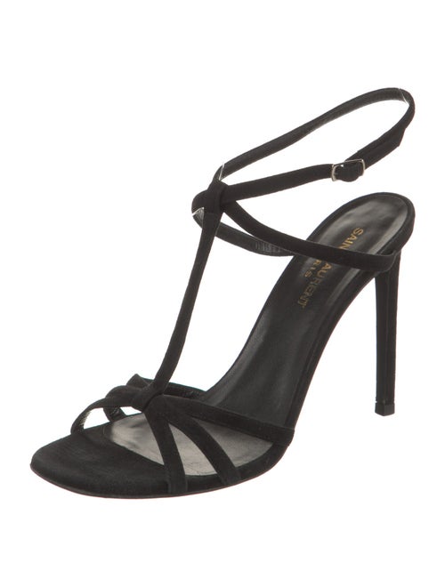 Saint Laurent Suede T-Strap Sandals