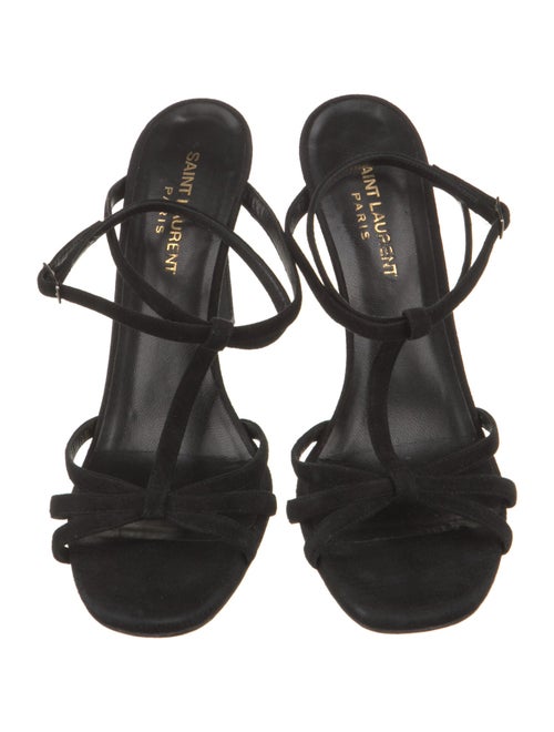 Saint Laurent Suede T-Strap Sandals