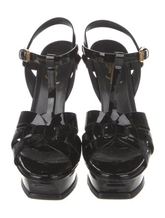 Saint Laurent Patent Leather T-Strap Sandals