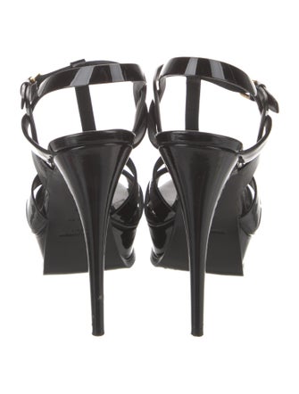 Saint Laurent Patent Leather T-Strap Sandals
