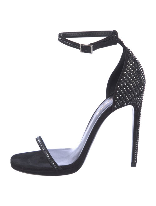 Saint Laurent Suede Crystal Embellishments Sandals