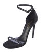 Saint Laurent Suede Crystal Embellishments Sandals