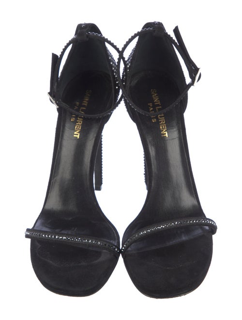 Saint Laurent Suede Crystal Embellishments Sandals