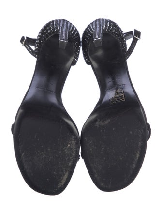 Saint Laurent Suede Crystal Embellishments Sandals