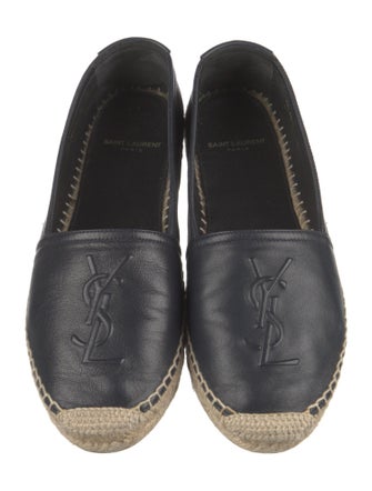 Saint Laurent Leather Whipstitch Trim Espadrilles