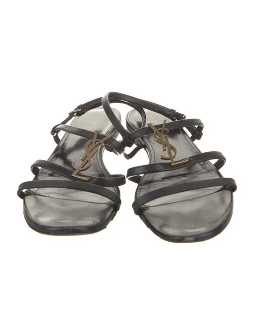 Saint Laurent Signature Logo Leather Slides