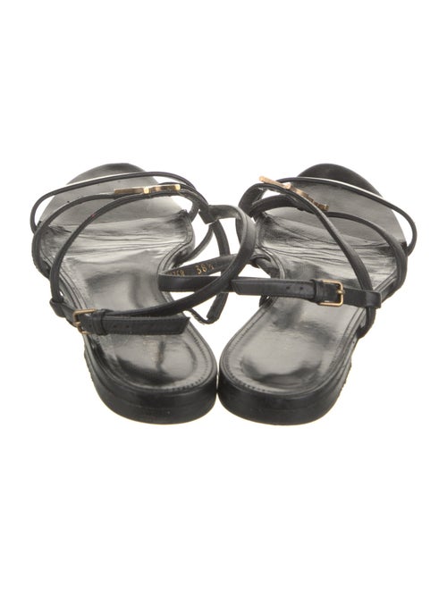 Saint Laurent Signature Logo Leather Slides