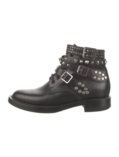Saint Laurent Leather Printed Combat Boots
