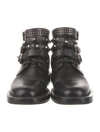 Saint Laurent Leather Printed Combat Boots