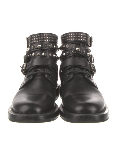 Saint Laurent Leather Printed Combat Boots
