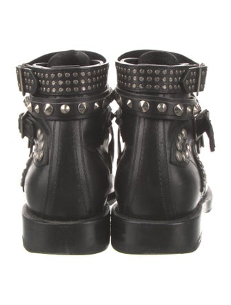 Saint Laurent Leather Printed Combat Boots