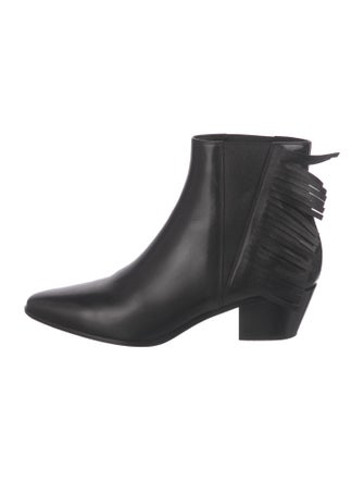 Saint Laurent Leather Fringe Trim Accent Boots