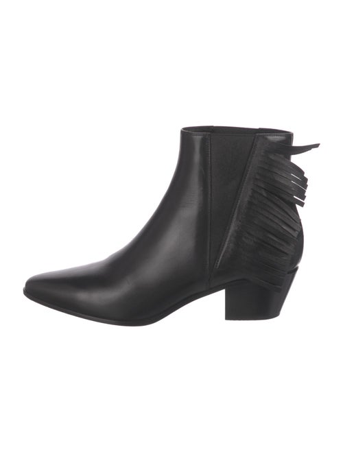 Saint Laurent Leather Fringe Trim Accent Boots