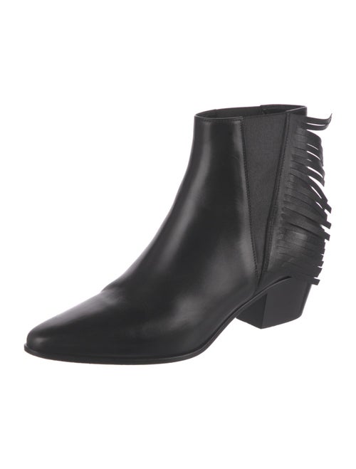 Saint Laurent Leather Fringe Trim Accent Boots
